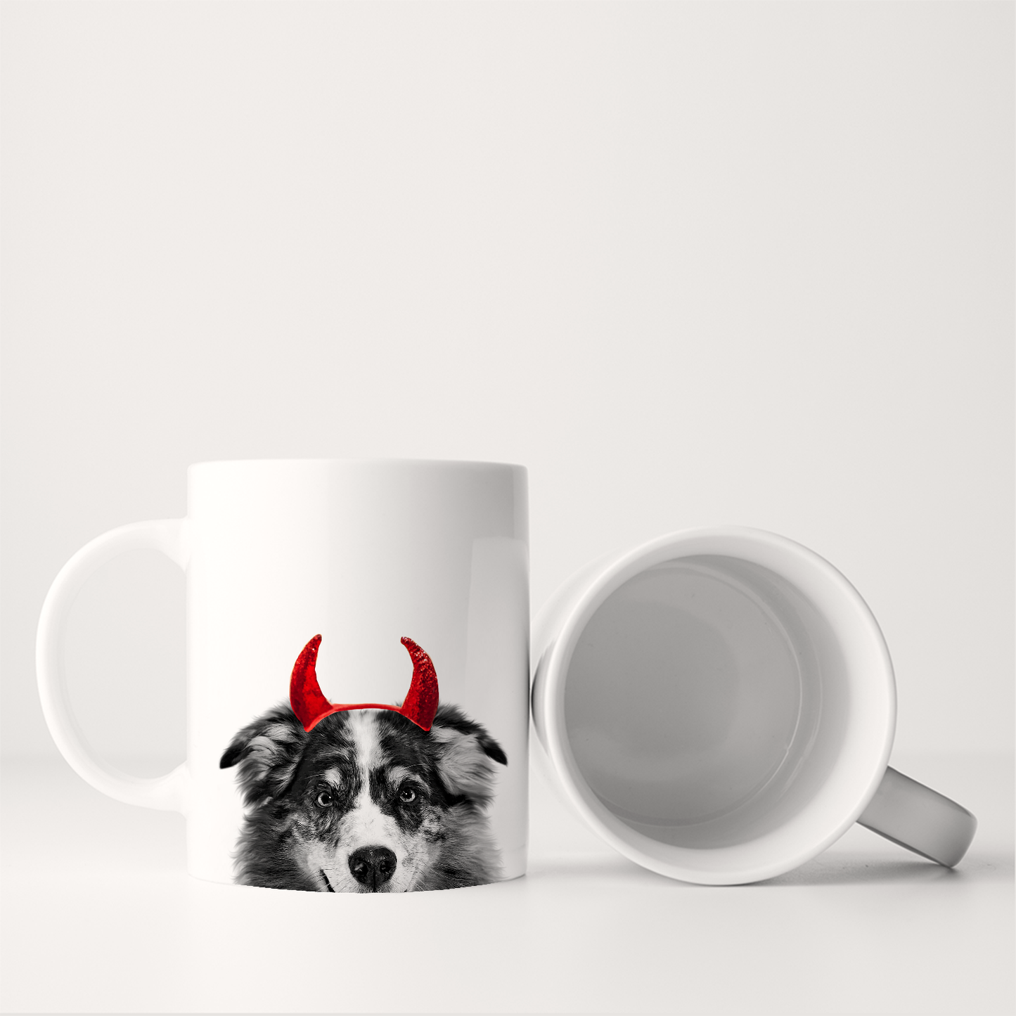 Australian Shepherd Peeking 'Lil Devil' Mug