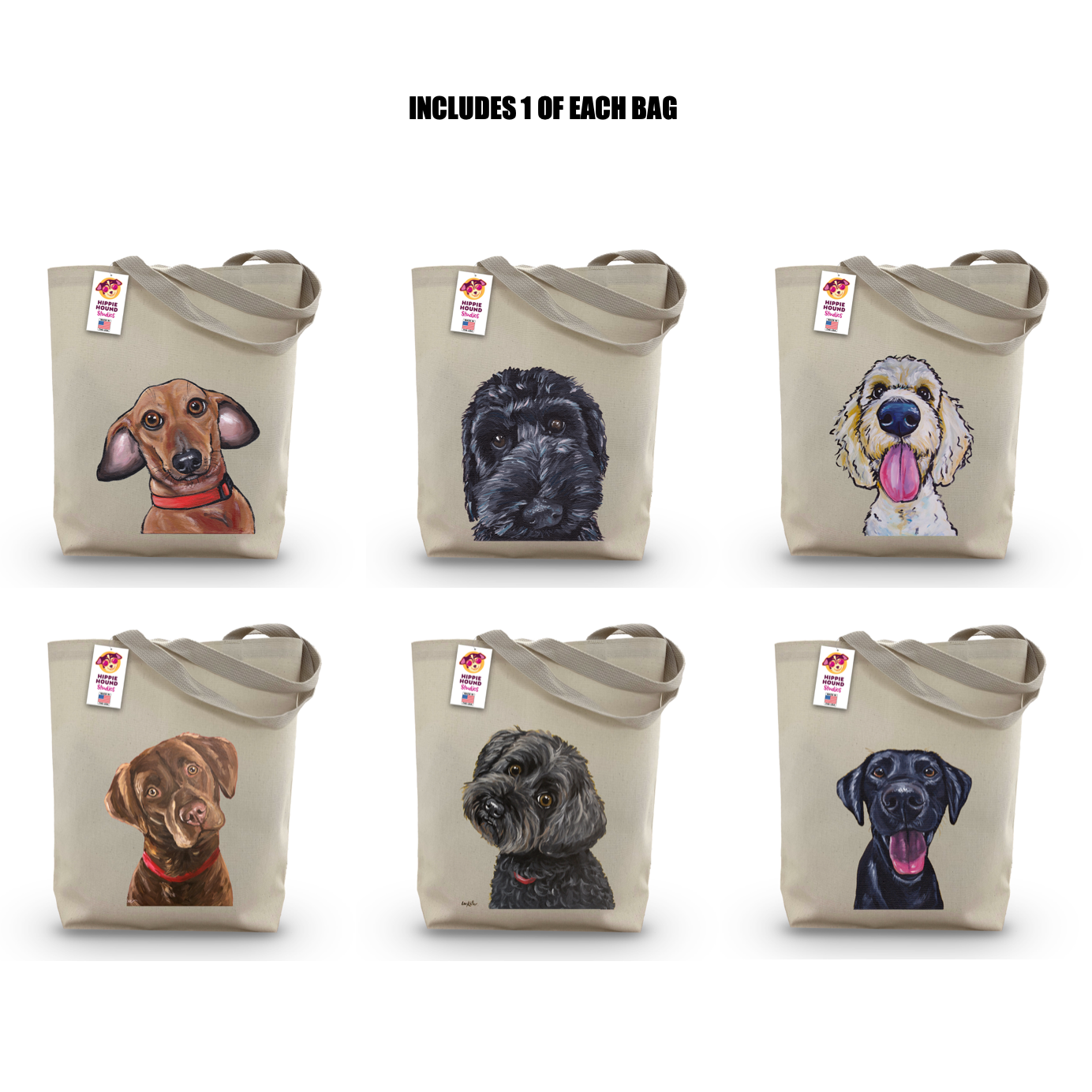 Dog Tote Bag Bundle, Cute Dog Tote Bags, Dog Bundle 1