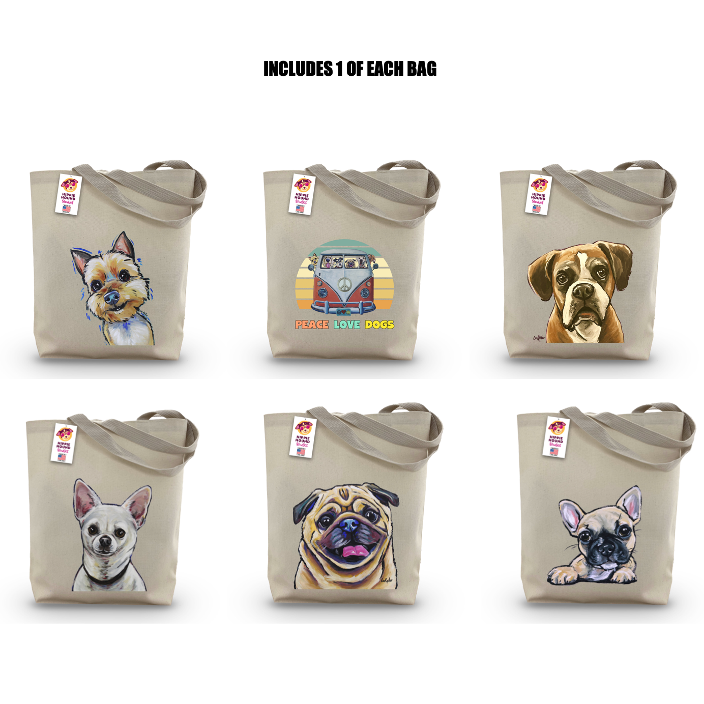 Dog Tote Bag Bundle, Cute Dog Tote Bags, Dog Bundle 2