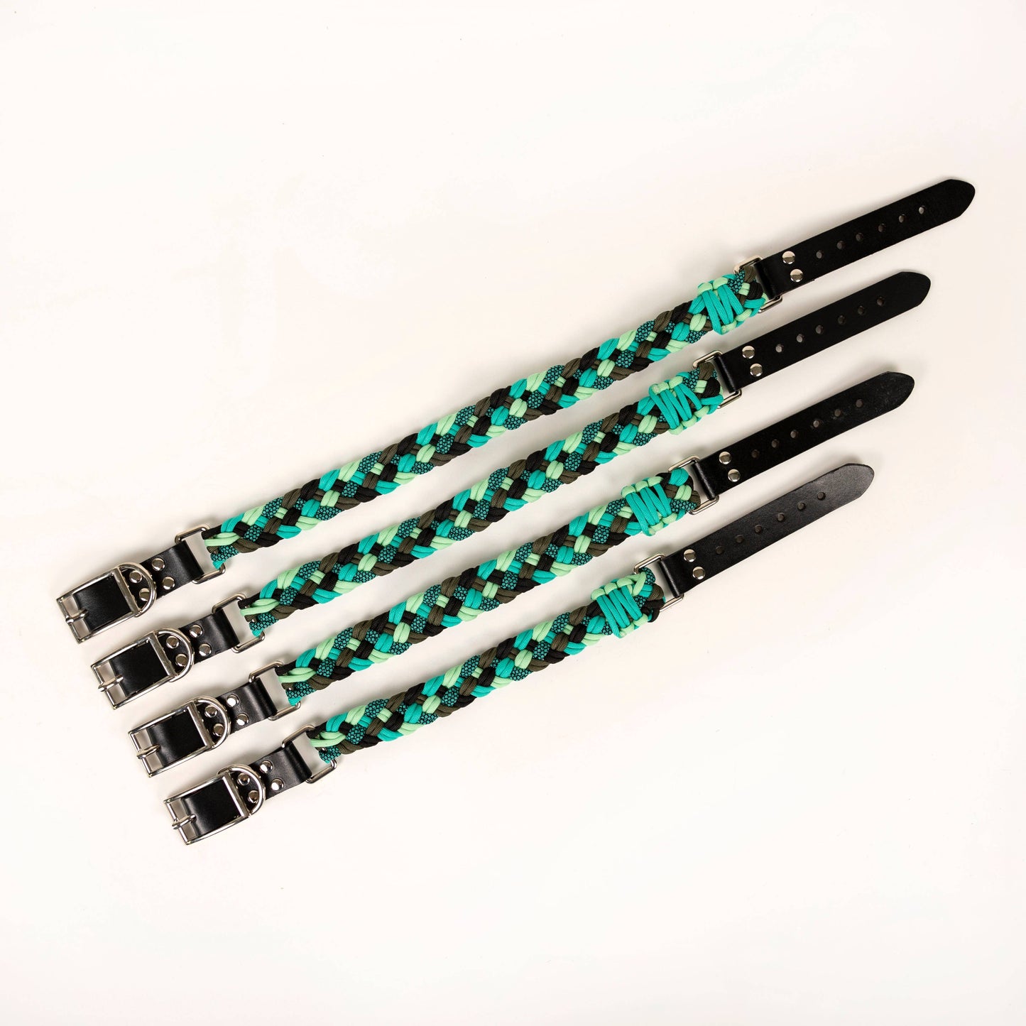 Black/Green Crossweave Paracord Buckle Collar